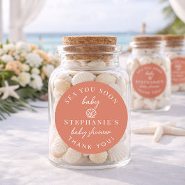 Terracotta Sea You Soon Thank You Baby Shower ラウンドシール