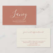 Terracotta Simple Elegant Boho Beauty Professional 予約カード (正面/裏面)