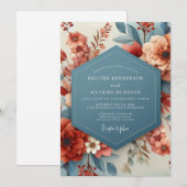 Terracotta & Slate Painterly Wedding 招待状 (正面/裏面)