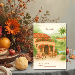 Terracotta Spanish Hacienda Destination Wedding 出欠カード