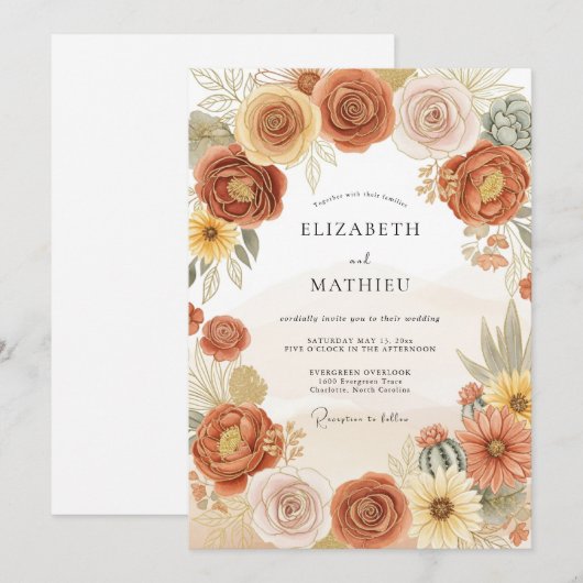 Terracotta Splendid Desert Wedding 招待状 (正面/裏面)