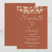 Terracotta String Lightsスクリプエレガントト結婚の 招待状 (正面/裏面)