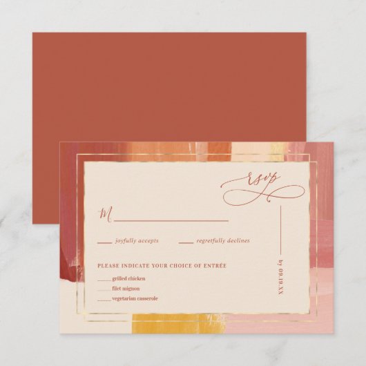 Terracotta Sunrise | 結婚式の返信はがき 出欠カード (正面/裏面)