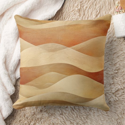 Terracotta Taupe Desert Sandy Waves クッション (ブランケット)