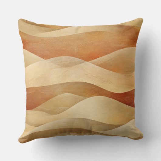 Terracotta Taupe Desert Sandy Waves クッション (裏面)