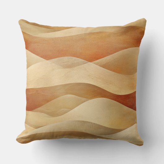 Terracotta Taupe Desert Sandy Waves クッション (正面)
