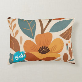 Terracotta & Teal Autumn pattern アクセントクッション