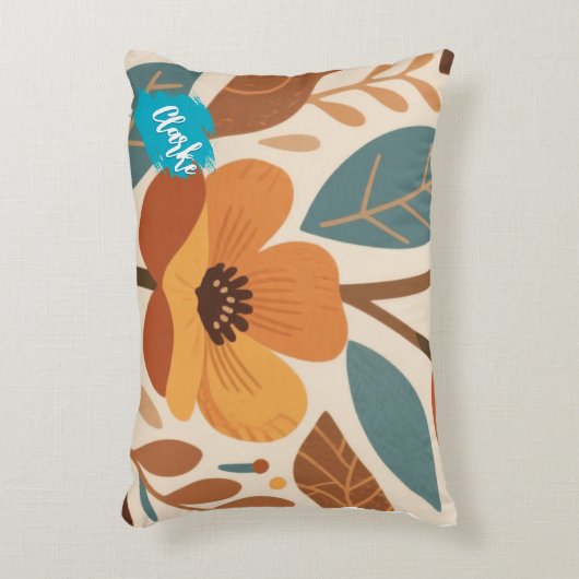 Terracotta & Teal Autumn pattern アクセントクッション (正面(垂直))