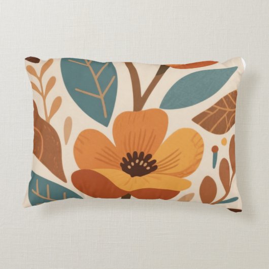 Terracotta & Teal Autumn pattern アクセントクッション (裏面)