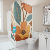 Terracotta & Teal Autumn pattern シャワーカーテン (インサイチュ)