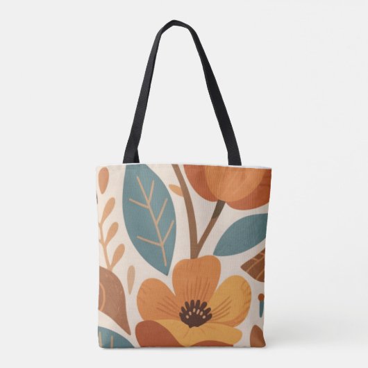 Terracotta & Teal Autumn pattern トートバッグ (裏面)