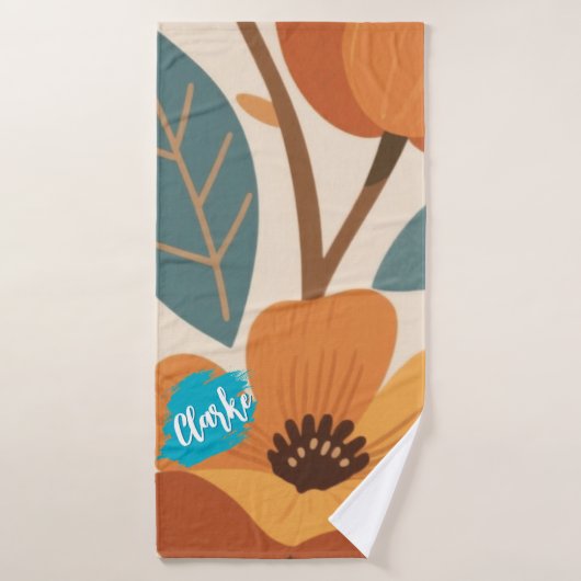 Terracotta & Teal Autumn pattern バスタオル (バスタオル)