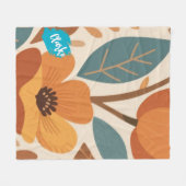 Terracotta & Teal Autumn pattern フリースブランケット (正面(横))