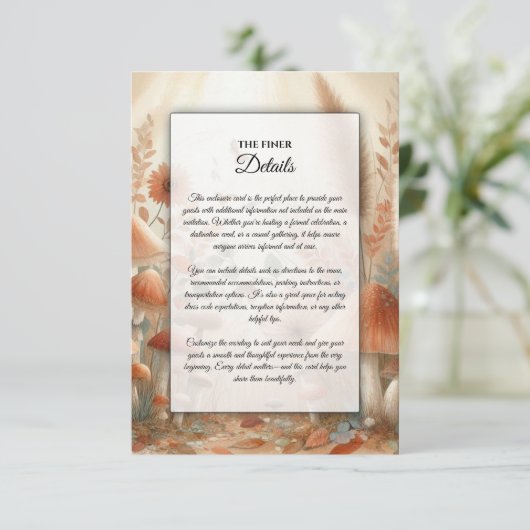 Terracotta Toadstool Woodland Magic Wedding エンクロージャーカード (スタンド正面)