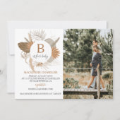 Terracotta Tropical Boho Bはベビー写真 招待状 (正面)