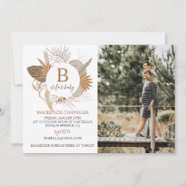 Terracotta Tropical Boho Bはベビー写真 招待状