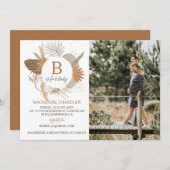 Terracotta Tropical Boho Bはベビー写真 招待状 (正面/裏面)