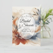 Terracotta Twilight and Navy Blooms Bridal Shower 招待状 (スタンド正面)