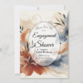  Terracotta Twilight and Navy Blooms Engagement  招待状 (正面)