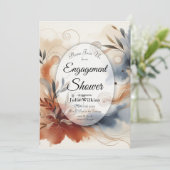 Terracotta Twilight and Navy Blooms Engagement 招待状 (スタンド正面)