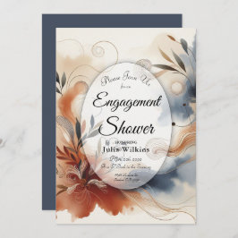  Terracotta Twilight and Navy Blooms Engagement  招待状