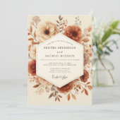 Terracotta Vintage Bloom Wedding 招待状 (スタンド正面)