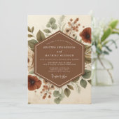 Terracotta Vintage Flora Wedding 招待状 (スタンド正面)