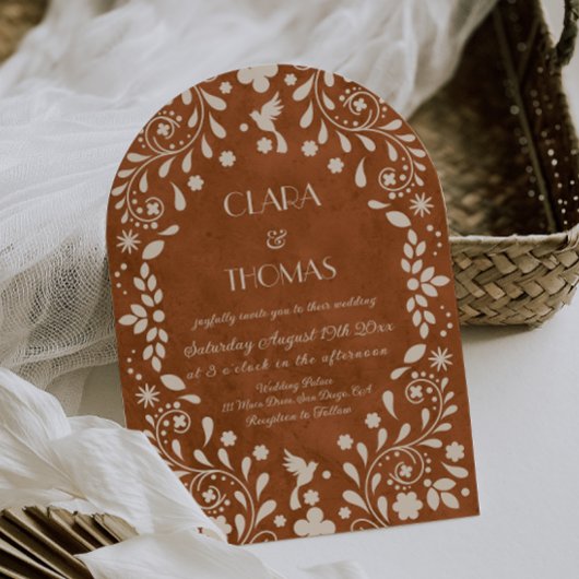 Terracotta Vintage Mexican Wedding Invitation 招待状