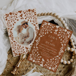 Terracotta Vintage Mexican Wedding Invitation 招待状