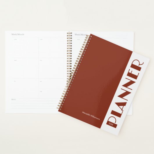 Terracotta Vintage Retro Stripe Personalized  プランナー手帳 (ディスプレー)
