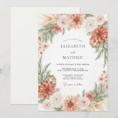 Terracotta Warm Harvest Wedding 招待状 (正面/裏面)