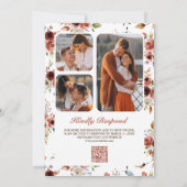 Terracotta Watercolor Floral Photo QR Code Wedding 招待状 (裏面)