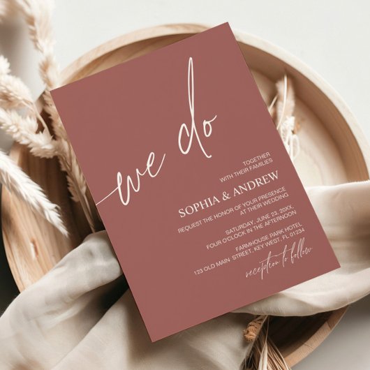 Terracotta We Do Minimalist Wedding Invitation 招待状