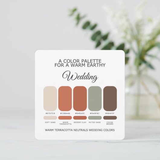 Terracotta Wedding Color Palette Card 招待状 (スタンド正面)
