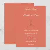 Terracotta Wedding Invitation Boho Line Art Kiss 招待状 (正面/裏面)