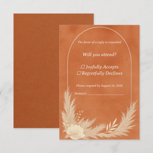 Terracotta Wedding RSVP Card (正面/裏面)