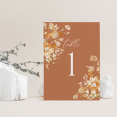 Terracotta Wedding Table Numbers, Floral Elegant