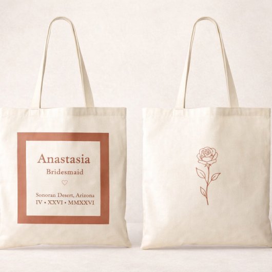 Terracotta Wedding Welcome Bag Tote with Rose トートバッグ