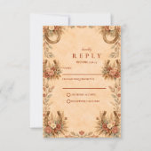 Terracotta Western Floral Wedding 出欠カード (正面)
