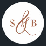 Terracotta Whimsical Calligraphy Wedding Monogram ラウンドシール<br><div class="desc">Add a charming finishing touch to your wedding stationery or favors with this wedding sticker featuring a whimsical calligraphy ampersand. Designed with a romantic yet modern flair, this sticker is perfect for sealing envelopes, decorating favor boxes, or adding a personalized detail to welcome bags and more. The hand-drawn ampersand adds...</div>