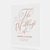 Terracotta Whimsical Calligraphy Wedding Welcome アクリルサイン (傾斜)