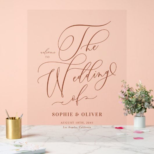 Terracotta Whimsical Calligraphy Wedding Welcome アクリルサイン (ウェディング)