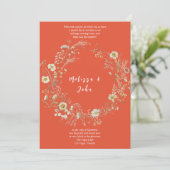 Terracotta White Rustic Boho Wildflower Wedding 招待状 (スタンド正面)