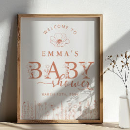 Terracotta Wildflower Baby Shower Welcome Sign ポスター