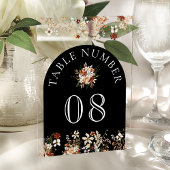 Terracotta Wildflower Black Acrylic Table Number アクリル招待状