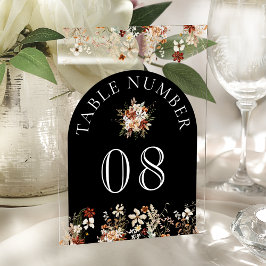 Terracotta Wildflower Black Acrylic Table Number アクリル招待状