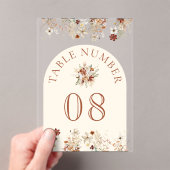 Terracotta Wildflower Cream Acrylic Table Number アクリル招待状 (インサイチュ (ポータブル))
