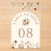 Terracotta Wildflower Cream Acrylic Table Number アクリル招待状 (正面)