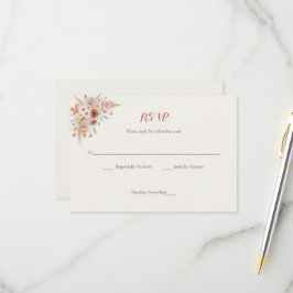 Terracotta Wildflower & Dried Palm Boho Wedding 出欠カード