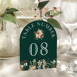 Terracotta Wildflower Emerald Acrylic Table Number アクリル招待状